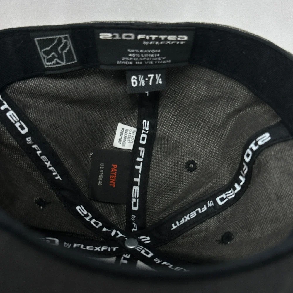 Fox Racing 210 Fitted Hat Flexfit Grey‎ Linen Blend Flat Brim Cap 6 7/8 - 7 1/4